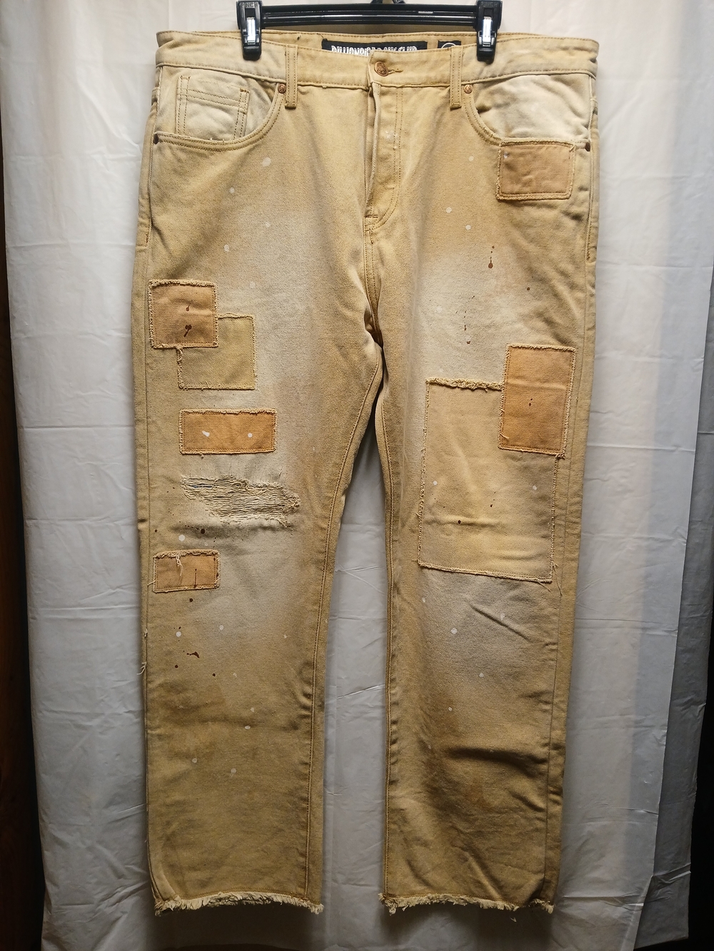 Billionaire Boys Club Men's Beige Patchwork Workwear Jeans